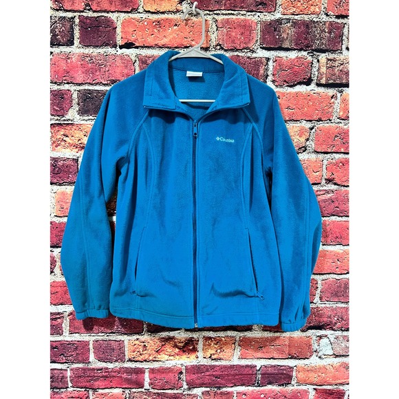 Columbia Benton Springs Full Zip Fleece Size Large Teal Turquoise - Picture 1 of 8